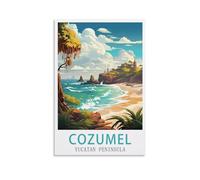 Puzzle de 1000 pièces représentant Les péninsules de Cozumel et du Yucatan. Décoration intérieure, Cadeau d'anniversaire ou Jouet pour Hommes, Femmes et Seniors. Dimensions : 26 x 38 cm.