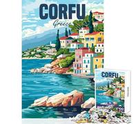 Puzzle de 1000 pièces représentant l'île de Corfou en Grèce Jeu Anti-Stress idéal comme Cadeau d'anniversaire ou Autre Pièces de Formes aléatoires Parfaitement emboîtables Dimensions 38x26cm