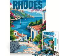 Puzzle de 1000 pièces représentant l'île de Rhodes, en Grèce, pour Adolescents Jeu de logique, Divertissement Relaxant, découpe précise, Cadeau Artistique (38x26cm)