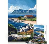 Puzzle de 1000 pièces représentant l'île Robben, en Afrique du Sud, pour Adolescents Décoration Murale apaisante et Amusante aux découpes nettes (38x52cm)