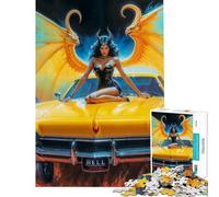 Puzzle de 1000 pièces représentant Lilith démoniaque sur Une Voiture Jaune en Enfer Activités Amusantes à la Maison décoration Murale Jouet pour Les 14 Ans et Plus (38x52cm)