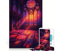 Puzzle de 1000 pièces représentant l'intérieur d'une cathédrale en vitrail, idéal pour Les Adolescents Jeu de logique Robuste, Anti-Stress, Bords Transparents, Cadeau Classique 38x26cm
