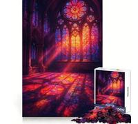 Puzzle de 1000 pièces représentant l'intérieur d'une cathédrale en vitrail, idéal pour Les Adolescents Jeu de logique Robuste, Anti-Stress, Bords Transparents, Cadeau Classique 38x26cm