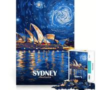 Puzzle de 1000 pièces représentant l'Opéra de Sydney de Nuit, avec des Adolescents, pour Une Meilleure mémoire, Un Design Lumineux et Relaxant, et Une décoration Murale 38x26cm