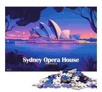 Puzzle de 1000 pièces représentant l'Opéra de Sydney la Nuit - Puzzle carré en Bois créatif pour Adultes - Idée Cadeau de Noël - 1000 pièces (75 x 50 cm)