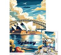 Puzzle de 1000 pièces représentant l'Opéra de Sydney Une Affiche de Voyage Une décoration Murale et Un idéal pour Les Amateurs de Jeux et de Manipulation Comprend Une Affiche Assortie et Une fiche