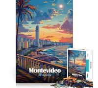 Puzzle de 1000 pièces représentant Montevideo,en Uruguay,au Coucher du Soleil Jeu de Puzzle précis et pour stimuler l'esprit et se détendre Idéal pour Un Moment de Calme et de détente