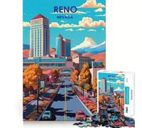 Puzzle de 1000 pièces représentant Reno,Nevada,Paysage Urbain,découpe précise,Art,Jeu cognitif et Amusant,Loisirs,scène de Noël (38x52cm)
