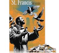 Puzzle de 1000 pièces représentant Saint François, Un Saint catholique. Idéal pour Adultes et Enfants. Dimensions : 38 x 26 cm.