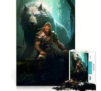 Puzzle de 1000 pièces représentant Thor,Le Dieu Viking et Le Loup,idéal pour Les Adolescents Jeu Stimulant la réflexion,pièces de Taille Uniforme et précises,activité Amusante en Famille (38x26cm)