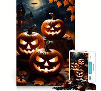 Puzzle de 1000 pièces représentant Trois citrouilles d'halloween pour Adolescents, Jouet Pure Logic, Silencieux et aux Contours Nets, décoration Murale 38x52cm