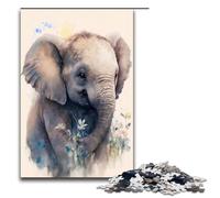Puzzle de 1000 pièces représentant Un Adorable bébé éléphant idéal pour Les Adultes et Les Adolescents à partir de 14 Ans Puzzle Impossible et Anti Stress de 75x50cm