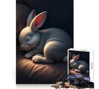 Puzzle de 1000 pièces représentant Un Adorable bébé Lapin Blanc endormi, idéal pour Les Adolescents Jeu de logique et d'intérieur, Bords précis, pièce de Collection 50x75cm