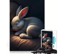 Puzzle de 1000 pièces représentant Un Adorable bébé Lapin endormi avec Un Lapin Blanc endormi Idéal pour Les Adultes Soulagement du Stress grâce à sa découpe précise Cadeau Parfait