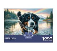 Puzzle de 1000 pièces représentant Un Adorable Bouvier Bernois (lac Rainbow), idéal pour décorer Votre Mur. Cadeau Amusant pour Adultes et Enfants. 38 x 26 cm / 1000 pièces.