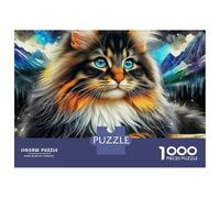 Puzzle de 1000 pièces représentant Un Adorable Chat au Soleil, Portrait Duveteux, en Carton Lisse, idéal pour Les Couples et Les Amateurs de Puzzles d'intérieur (70 x 50 cm).