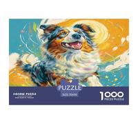 Puzzle de 1000 pièces représentant Un Adorable Chien Australien en Carton 100% recyclé, Style Artistique coloré. Jeu éducatif Classique pour Adultes. Dimensions : 70 x 50 cm.
