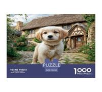 Puzzle de 1000 pièces représentant Un Adorable Chien Devant Une chaumière. Jeu éducatif et Relaxant. Dimensions : 70 x 50 cm.