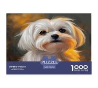 Puzzle de 1000 pièces représentant Un Adorable Chien Maltais au Regard Alerte et aux Tons Chauds. Jeu éducatif en Papier recyclé, 70 x 50 cm. Idéal pour Hommes et Femmes. Dimensions : 70 x 50 cm.