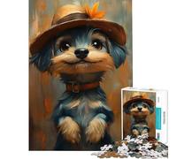 Puzzle de 1000 pièces représentant Un Adorable Chien Maltais avec Un Chapeau Jeu de réflexion pour Adultes pour Les Femmes Les Amis et la Famille (38x26cm)