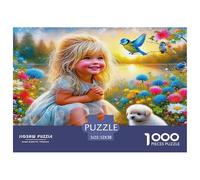 Puzzle de 1000 pièces représentant Un Adorable Chiot dans Un geai Bleu des prés. Un défi Impossible et Difficile ! Idéal pour se détendre et Offrir aux Adultes. 52 x 38 cm / 1000 pièces