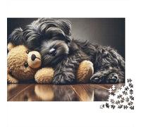 Puzzle de 1000 pièces représentant Un Adorable Chiot endormi, Un Chiot Noir Tout Doux, idéal pour Les Jeux éducatifs Adultes. Décoration élégante et défi. d'anniversaire. Dimensions : 52 x 38 cm.