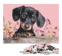Puzzle de 1000 pièces représentant Un Adorable Chiot Teckel, Puzzle carré en Bois pour Adultes, décoration intérieure, 1000 pièces (75 x 50 cm)