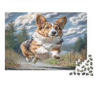 Puzzle de 1000 pièces représentant Un Adorable Corgi Courant dans Une région montagneuse (38 x 26 cm) - Décoration Murale - Niveau de difficulté : Impossible - 1000 pièces