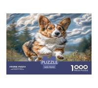 Puzzle de 1000 pièces représentant Un Adorable Corgi Courant dans Une région montagneuse (70 x 50 cm). Niveau de difficulté : Difficile et Stimulant.