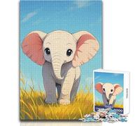 Puzzle de 1000 pièces représentant Un Adorable éléphant dans Un Champ, idéal pour Les Adolescents Jeu d'éveil et de Stimulation Cognitive Cadeau Original et attentionné Dimensions:38x52cm