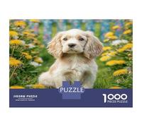 Puzzle de 1000 pièces représentant Un Adorable épagneul dans Un Champ de pissenlits, en Carton 100% recyclé. Un défi Stimulant pour Adultes et Enfants. Dimensions : 38 x 26 cm.
