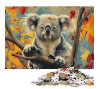Puzzle de 1000 pièces représentant Un Adorable Koala au Style Vintage, en Bois, pour Adultes et Jeux éducatifs en Famille (75 x 50 cm).