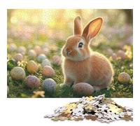 Puzzle de 1000 pièces représentant Un Adorable Lapin de Pâques et Ses œufs, en Bois, pour Adultes et Enfants. Casse-tête et Casse-tête. 1000 pièces (75 x 50 cm).