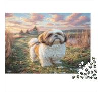 Puzzle de 1000 pièces représentant Un Adorable Petit Chien sur Un Chemin de Campagne, idéal pour Adultes et Enfants. Un Cadeau et Une activité Amusante pour la Maison. Dimensions : 52 x 38 cm.