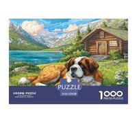 Puzzle de 1000 pièces représentant Un Adorable Saint-Bernard en Carton 100% recyclé, par Cabin. Un défi Impossible et Un Cadeau Amusant ! Dimensions : 52 x 38 cm.