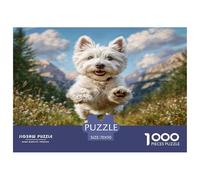 Puzzle de 1000 pièces représentant Un Adorable Westie coloré dans l'herbe, idéal pour Les Adultes. Un défi Impossible pour développer Son Cerveau. Dimensions : 70 x 50 cm.