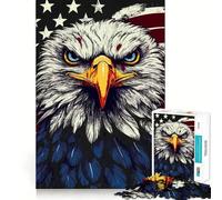 Puzzle de 1000 pièces représentant Un Aigle à tête Blanche et Le Drapeau américain,pour Adultes Jeu de réflexion et de Coordination Découpe Laser pour Un Assemblage Parfait Activité enrichissante