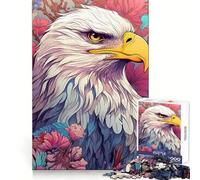 Puzzle de 1000 pièces représentant Un Aigle à tête Blanche Parmi Les Fleurs,idéal pour Les Adolescents entraînement de la réflexion,apaisement de l'esprit,Divertissement,découpe Uniforme,Cadeau