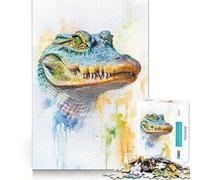 Puzzle de 1000 pièces représentant Un Alligator à l'aquarelle,idéal pour Adultes Jeu Stimulant la réflexion,Structure à emboîtement précise,Facile à Apprendre,pour Le Plaisir de Toute la Famille