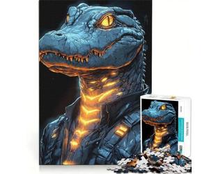 Puzzle de 1000 pièces représentant Un Alligator anthropomorphe, Jeu Manuel Stimulant la motricité Fine et l'intelligence, avec des pièces de Formes aléatoires Parfaitement emboîtables 50x75cm