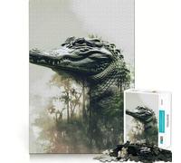 Puzzle de 1000 pièces représentant Un Alligator des Marais, idéal pour Les Adultes Jeu de logique Stimulant, Anti-anxiété, Bords Transparents, Cadeau Parfait pour Les fêtes 50x75cm
