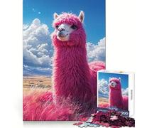 Puzzle de 1000 pièces représentant Un alpaga Rose dans Un Champ, pour Adultes Jouet Intelligent et ludique Bords Nets Article idéal pour Les vœux du Père Noël (38x26cm)