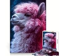 Puzzle de 1000 pièces représentant Un alpaga Rose Duveteux, idéal pour Adultes, pour développer sa mémoire, se détendre et s'amuser Cadeau de Noël idéal (38x26cm)