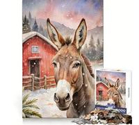 Puzzle de 1000 pièces représentant Un âne à l'aquarelle dans Un Paysage d'hiver (50x75cm) pour Adultes Stimule la mémoire, Passe-Temps paisible, Cadeau de qualité pour Un Anniversaire