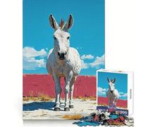 Puzzle de 1000 pièces représentant Un âne Blanc dans Un Paysage désertique, idéal pour Adultes, Stimulant la mémoire et offrant Un Cadeau de Noël Chaleureux et Confortable (38x52cm)