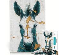 Puzzle de 1000 pièces représentant Un âne Turquoise, idéal pour Adultes Stimule la mémoire, apaise et divertit Découpe de qualité supérieure Un Cadeau attentionné 38x52cm
