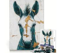 Puzzle de 1000 pièces représentant Un âne Turquoise, idéal pour Adultes Stimule la mémoire, apaise et divertit Découpe de qualité supérieure Un Cadeau attentionné 38x52cm
