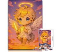 Puzzle de 1000 pièces représentant Un Ange Mignon avec Une épée dans Le Ciel, idéal pour Les Adolescents Un Jeu éducatif et Stimulant, Un Cadeau mémorable et touchant Dimensions:38x26cm
