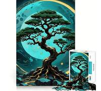 Puzzle de 1000 pièces représentant Un Arbre bonsaï Fantastique dans l'espace, pour Adultes Jeu de logique mentale apaisant et Amusant, découpe Ferme et Surprise chaleureuse (38x52cm)