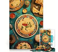 Puzzle de 1000 pièces représentant Un Arrangement de Plats Indiens vu du Ciel,idéal pour des assemblages précis,Un Jeu de réflexion Amusant et Calme,Une décoration de Noël ou Un Cadeau (50x75cm)